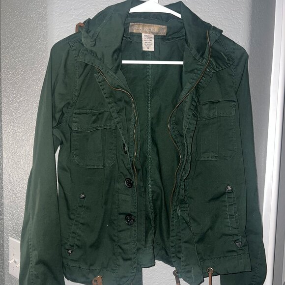 Angel Kim Olive Green Utility Jacket | Hooded Military Anorak Field Coat | Size - Picture 1 of 4